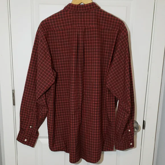 L.L. Bean Men's Red Plaid Button Down Shirt - Picture 5 of 5